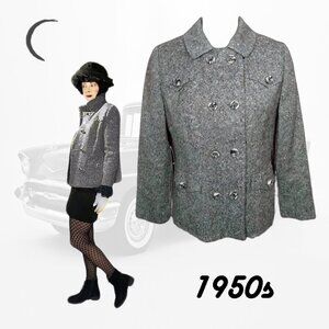 Blazer Tweed Multi Fleck, Fall Winter Double Breasted Jacket -- 50s Vintage!